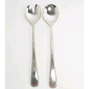Vintage Brama EP on Zinc Silverplate Serving Fork Spoon salad set 9.5" flatware